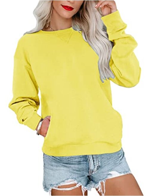 Orchidays Womens Casual Crewneck Sweatshirts Long Sleeve Cute Tunic Tops Loose Fitting Pullovers