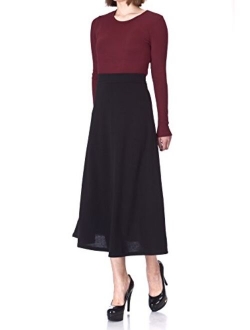 Dani's Choice Plain Beauty Casual Office High Waist A-line Full Flared Swing Skater Maxi Long Skirt