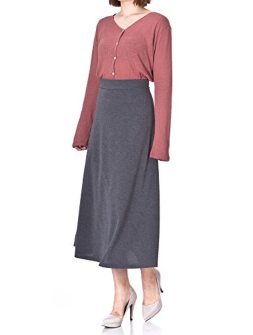 Dani's Choice Plain Beauty Casual Office High Waist A-line Full Flared Swing Skater Maxi Long Skirt