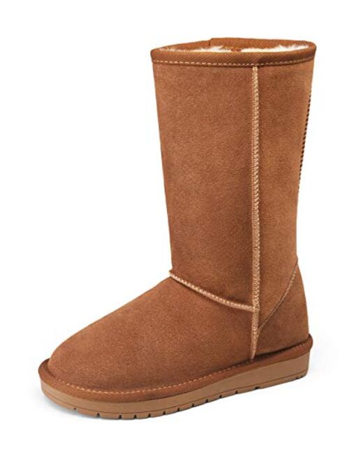 VEPOSE Women's Snow Boots Warm Suede Mid Calf Booties Classic Winter Knee High Shoes