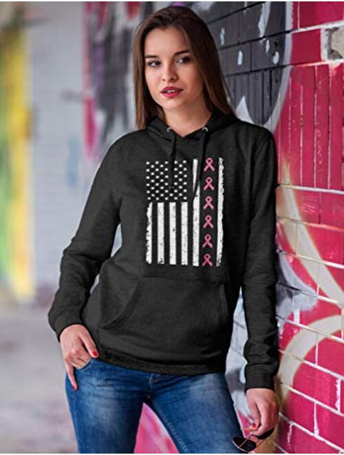 Tstars Breast Cancer Awareness Pink Ribbons American Flag Women Hoodie