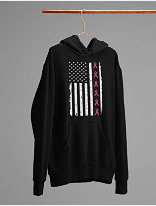 Tstars Breast Cancer Awareness Pink Ribbons American Flag Women Hoodie