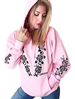 Demi Loon Sexy Angel Wings Tattoo Roses Hoodie Graphic Sexy Women's Pullover Motorcycle Hooded Sweatshirt