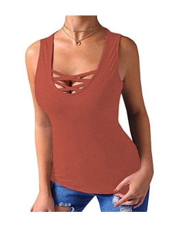 Sarin Mathews Womens Tops Long Sleeve Fall Sexy Shirts Criss Cross Casual Basic Tee Shirts Blouses