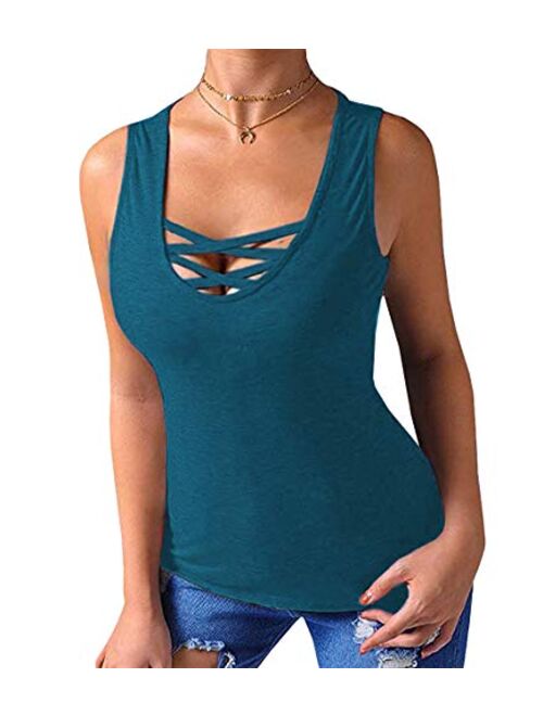 Sarin Mathews Womens Tops Long Sleeve Fall Sexy Shirts Criss Cross Casual Basic Tee Shirts Blouses