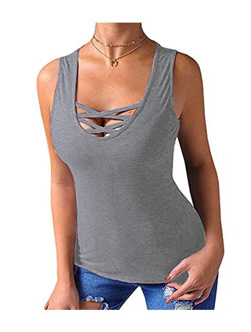 Sarin Mathews Womens Tops Long Sleeve Fall Sexy Shirts Criss Cross Casual Basic Tee Shirts Blouses