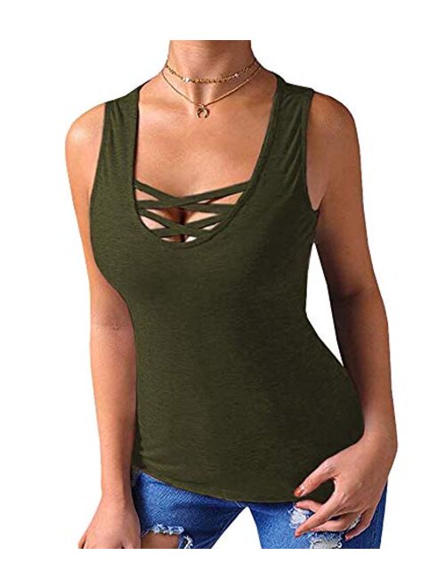 Sarin Mathews Womens Tops Long Sleeve Fall Sexy Shirts Criss Cross Casual Basic Tee Shirts Blouses