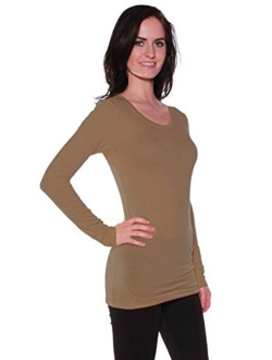 Basic Athletic Fitted Plain Long Sleeves Round Crew Neck T Shirt Top