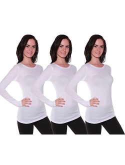 Basic Athletic Fitted Plain Long Sleeves Round Crew Neck T Shirt Top