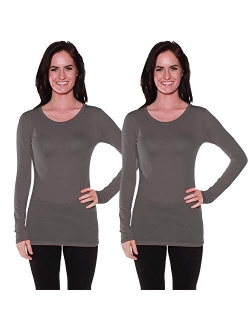 Basic Athletic Fitted Plain Long Sleeves Round Crew Neck T Shirt Top