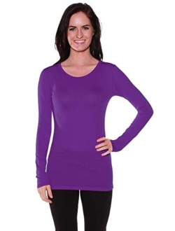 Basic Athletic Fitted Plain Long Sleeves Round Crew Neck T Shirt Top