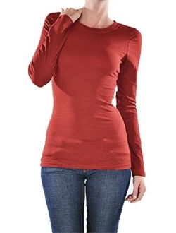 Basic Athletic Fitted Plain Long Sleeves Round Crew Neck T Shirt Top