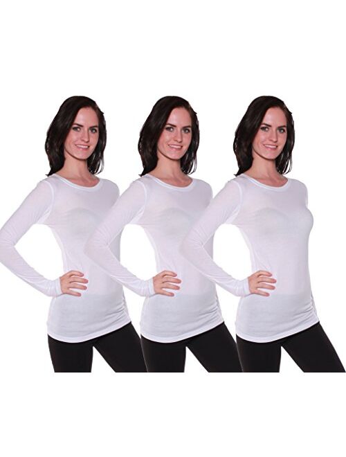 Active Basic Athletic Fitted Plain Long Sleeves Round Crew Neck T Shirt Top