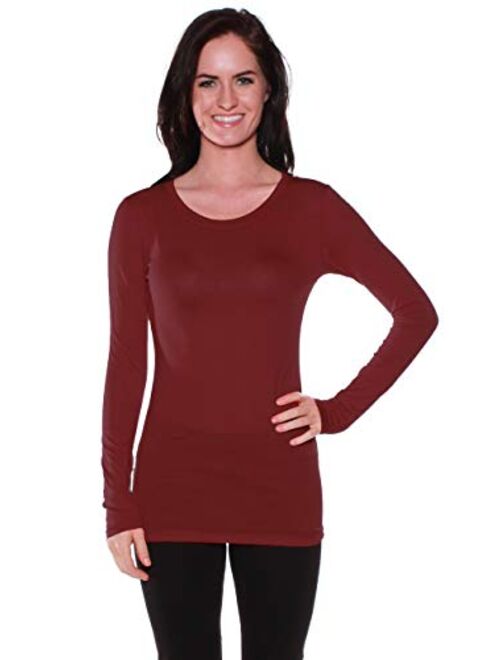 Active Basic Athletic Fitted Plain Long Sleeves Round Crew Neck T Shirt Top