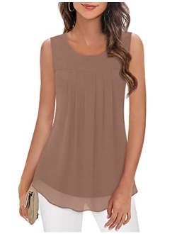 Timeson Women's Sleeveless Chiffon Tank Top Double Layers Casual Blouse Tunic