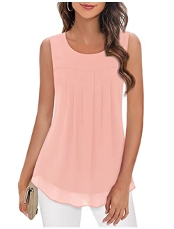 Timeson Women's Sleeveless Chiffon Tank Top Double Layers Casual Blouse Tunic