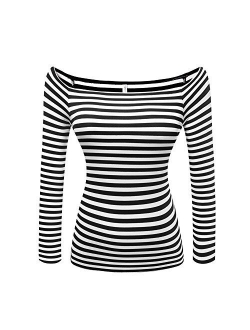 Women's Long/Short Sleeve Vogue Fitted Off Shoulder Modal Blouse Top T-Shirt