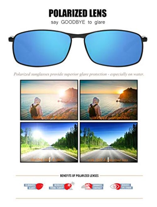 ZHILE Rectangular Polarized Sunglasses Al-Mg Alloy Temple Spring Hinge UV400