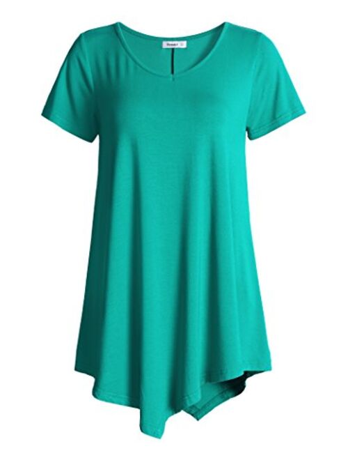 Esenchel Women's V-Neck Swing Shirt Casual Tunic Top for Leggings