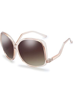 Women's Oversized Square Jackie O Cat Eye Hybrid Butterfly Fashion Sunglasses - Exquisite Packaging