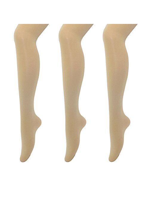 MANZI 1-3 Pairs Women's Girls' Basic Convertible Transition Ballet Dance Tights 40 Denier