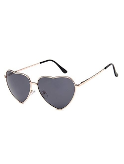 Meyison Heart Sunglasses Thin Metal Frame Hippie Lovely Aviator Style Eyewear