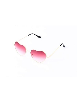 Meyison Heart Sunglasses Thin Metal Frame Hippie Lovely Aviator Style Eyewear