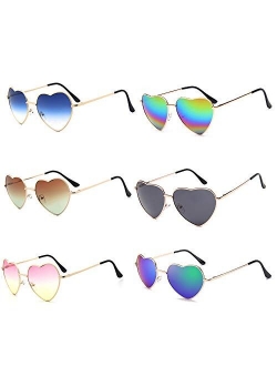 Meyison Heart Sunglasses Thin Metal Frame Hippie Lovely Aviator Style Eyewear