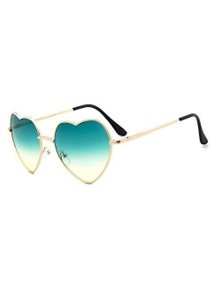 Meyison Heart Sunglasses Thin Metal Frame Hippie Lovely Aviator Style Eyewear