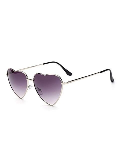 Meyison Heart Sunglasses Thin Metal Frame Hippie Lovely Aviator Style Eyewear