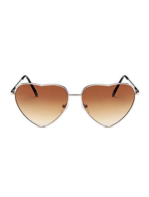 Meyison Heart Sunglasses Thin Metal Frame Hippie Lovely Aviator Style Eyewear