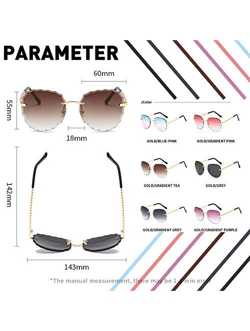 BVAGSS Women Rimless Oversized Studded Sunglasses Gradient Lens Rivet Fashion WS027