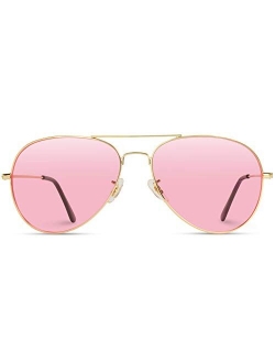 Classic Aviator Style Metal Frame Sunglasses Colored Lens