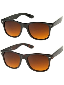 zeroUV - Blue Blocking Driving Horn Rimmed Sunglasses Amber Tinted Lens 54mm