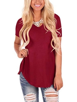 Women's Tie Dye V Neck Short Sleeve Casual Summer T-Shirt Tee Top