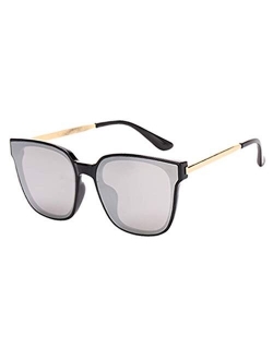 Square Sunglasses Womens Mens Oversized Mirrored lens U886