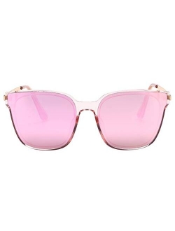 Square Sunglasses Womens Mens Oversized Mirrored lens U886