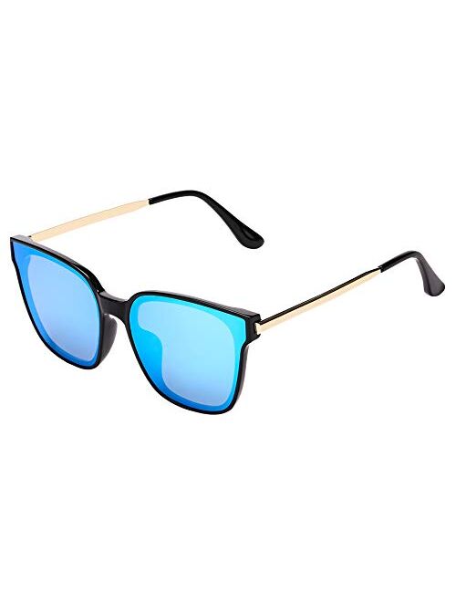 Square Sunglasses Womens Mens Oversized Mirrored lens U886