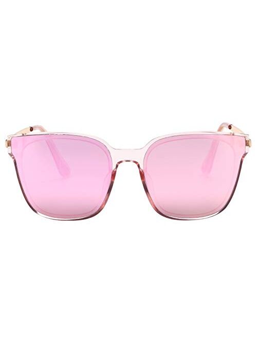 Square Sunglasses Womens Mens Oversized Mirrored lens U886