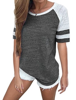 Famulily Women's Long Sleeve Baseball Tee Shirt Crew Neck Colorblock Striped Tops