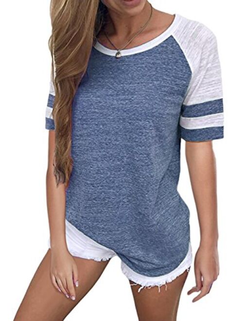 Famulily Women's Long Sleeve Baseball Tee Shirt Crew Neck Colorblock Striped Tops