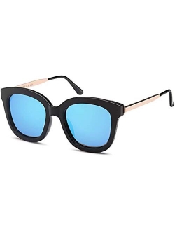 CATWALK UV400 Womens Round CatEye Sunglasses with Design Fashion Frame and Flash Lens Option