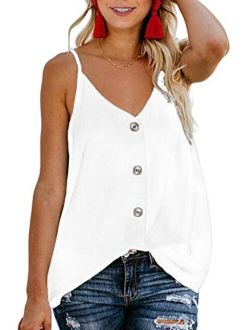 FARYSAYS Women's Casual V Neck Button Down Strappy Cami Tank Tops Summer Sleeveless Shirts Blouses