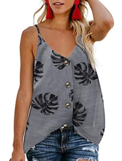 FARYSAYS Women's Casual V Neck Button Down Strappy Cami Tank Tops Summer Sleeveless Shirts Blouses