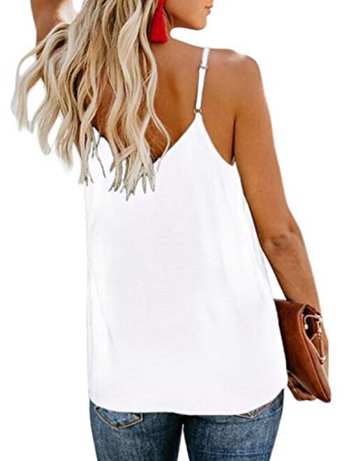 FARYSAYS Women's Casual V Neck Button Down Strappy Cami Tank Tops Summer Sleeveless Shirts Blouses