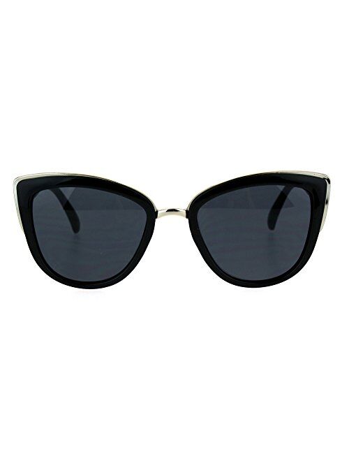 SA106 Runway Fashion Metal Bridge Trim Oversized Cat Eye Sunglasses