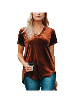 Amaryllis Apparel Women's Short Sleeve Loose Cut Relaxed T-Shirt Top