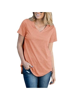 Amaryllis Apparel Women's Short Sleeve Loose Cut Relaxed T-Shirt Top