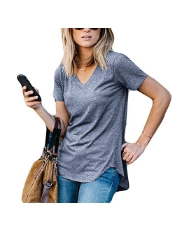 Amaryllis Apparel Women's Short Sleeve Loose Cut Relaxed T-Shirt Top