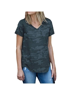 Amaryllis Apparel Women's Short Sleeve Loose Cut Relaxed T-Shirt Top